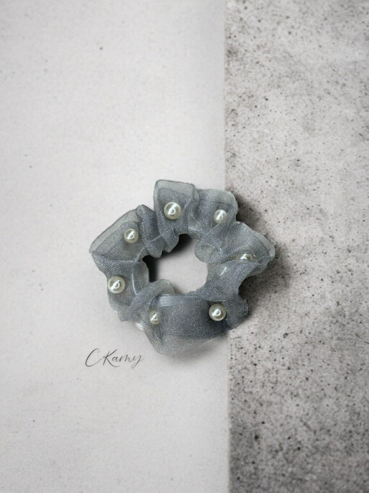 Chouchou perle gris