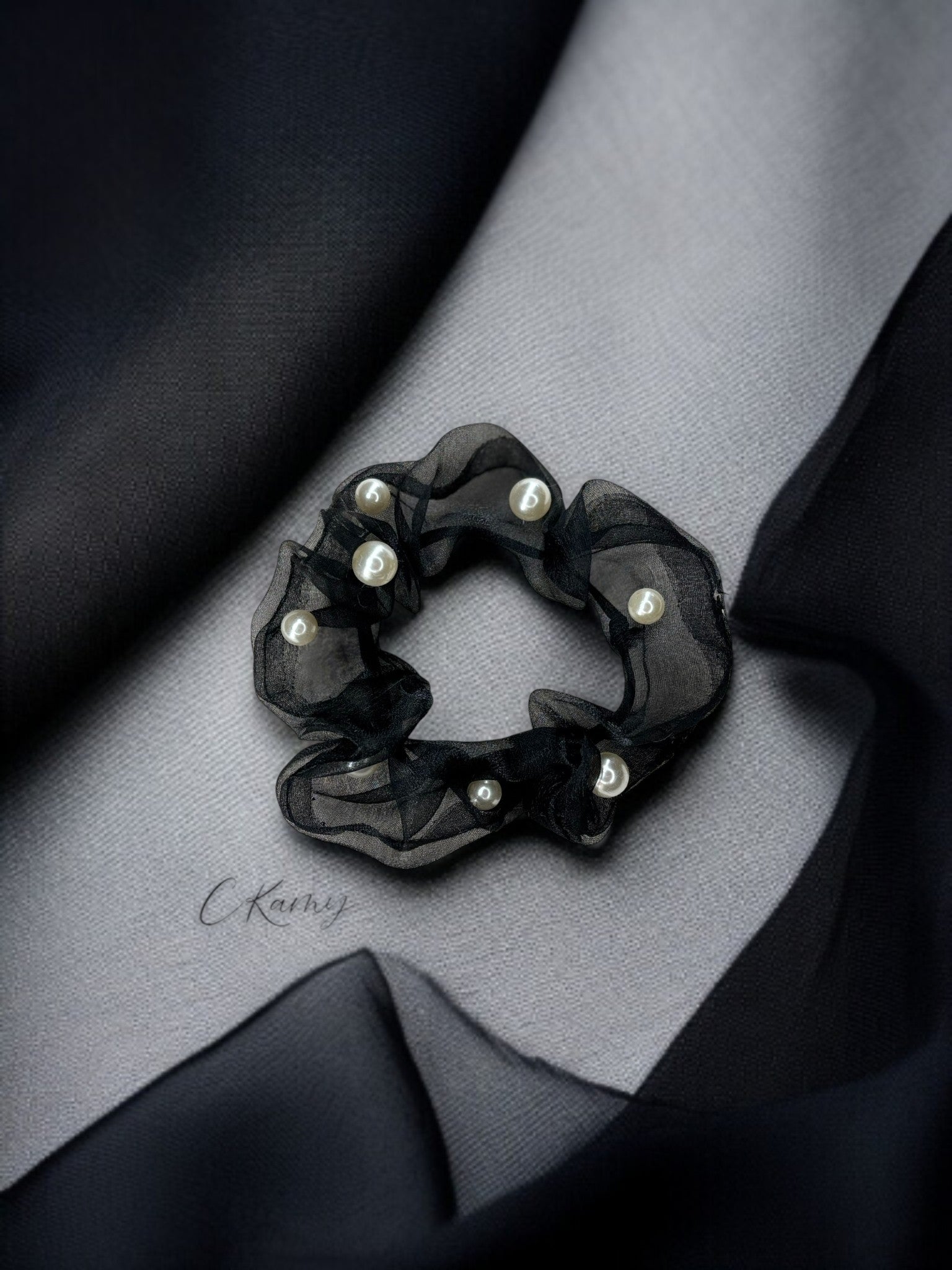 Chouchou perle noir