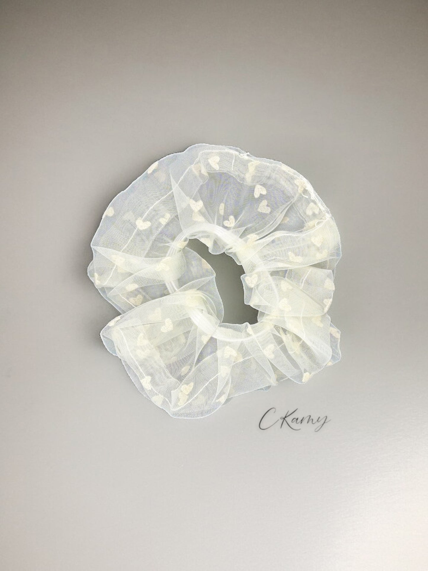 Chouchou petits coeurs blanc