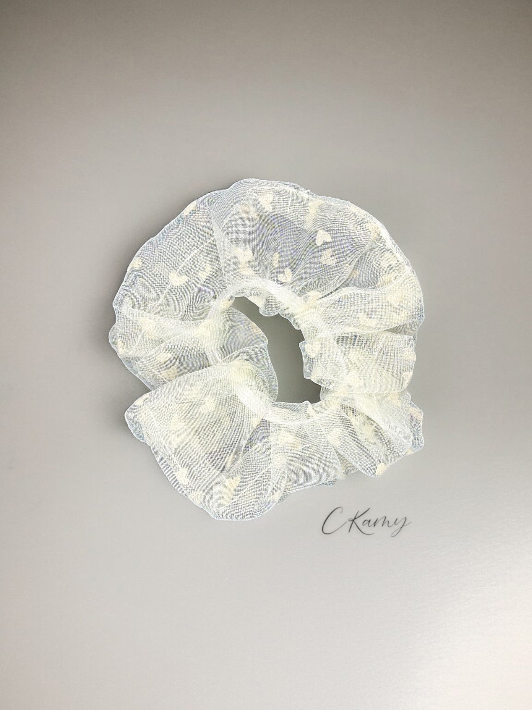 Chouchou petits coeurs blanc