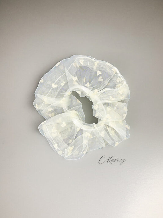 Chouchou petits coeurs blanc