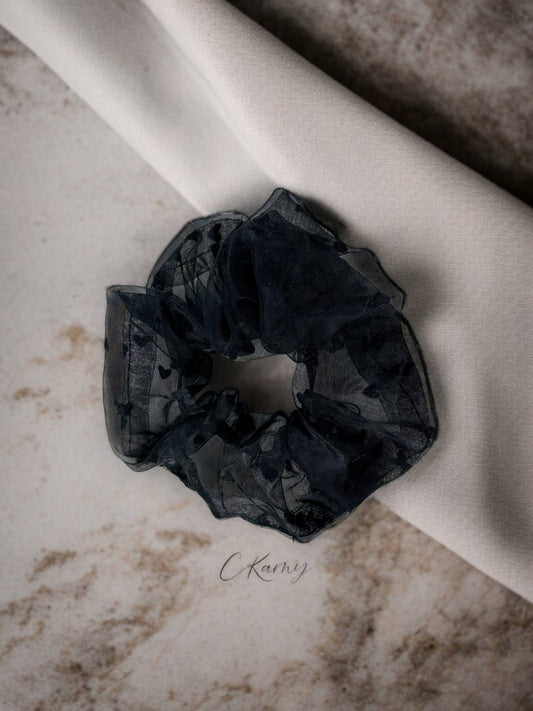 Chouchou petits coeurs noir