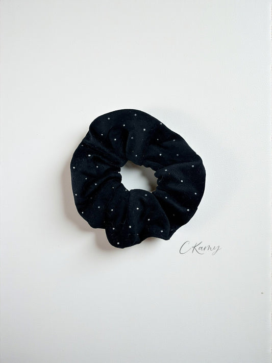 Chouchou velours petits strass noir