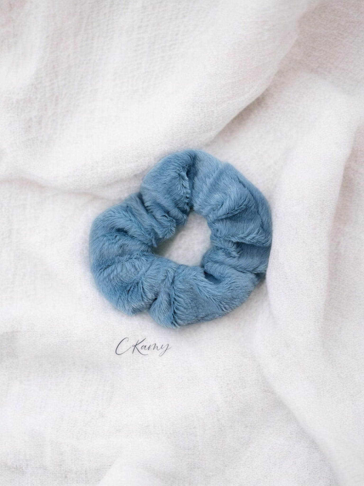 Chouchou velours tout doux bleu