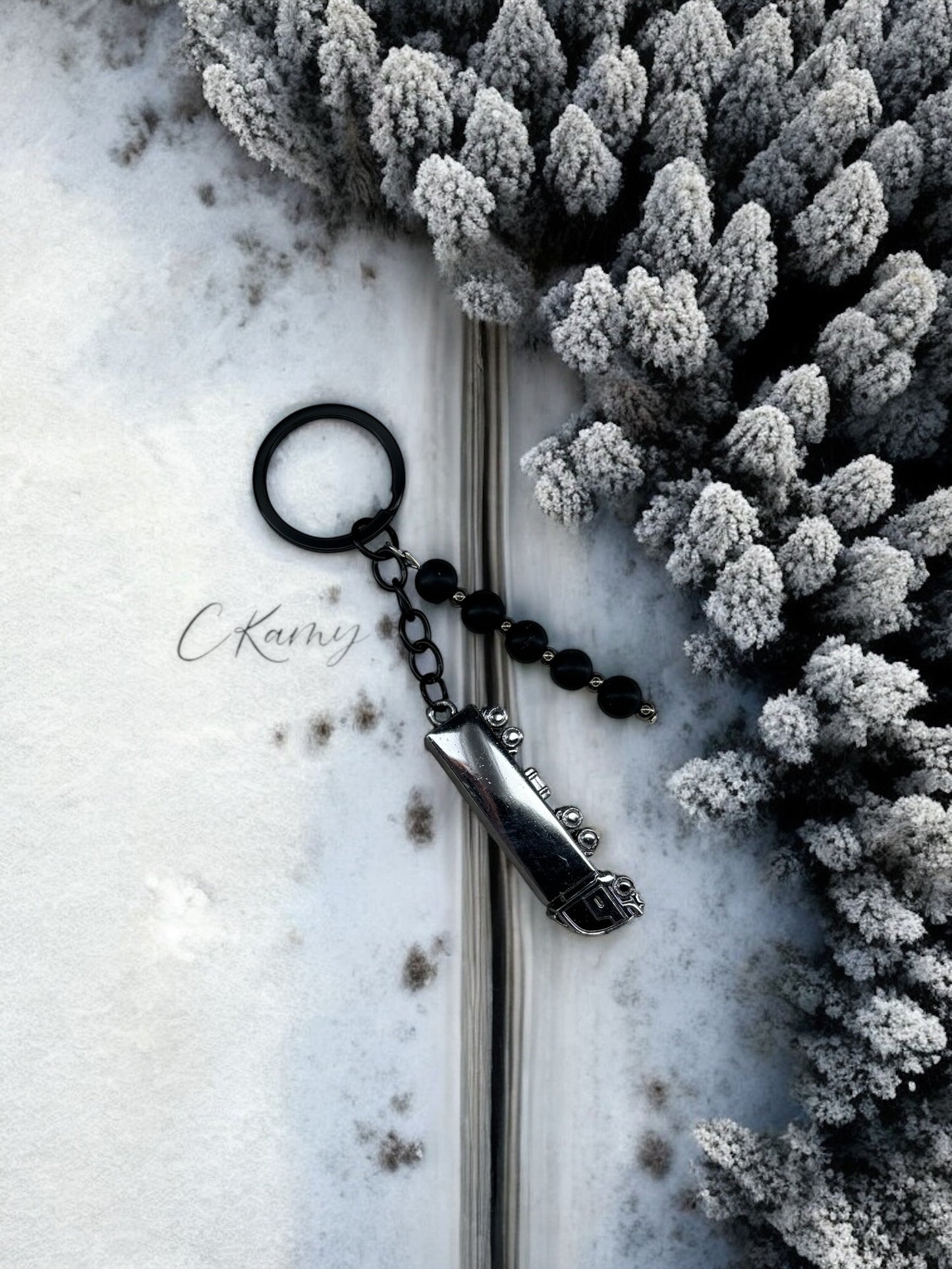 Porte clé personnalisé camion noir argent