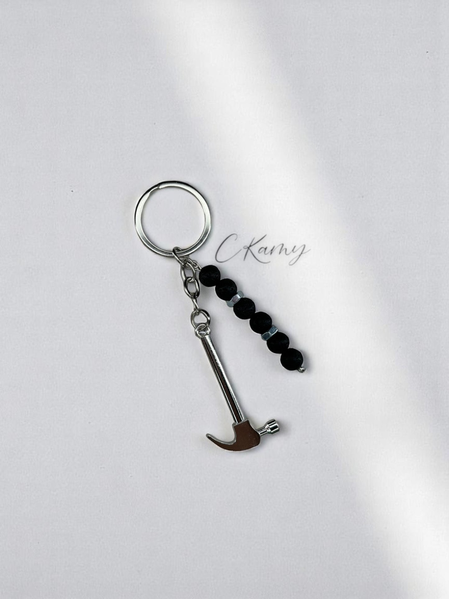 Porte clé personnalisé grand marteau noir