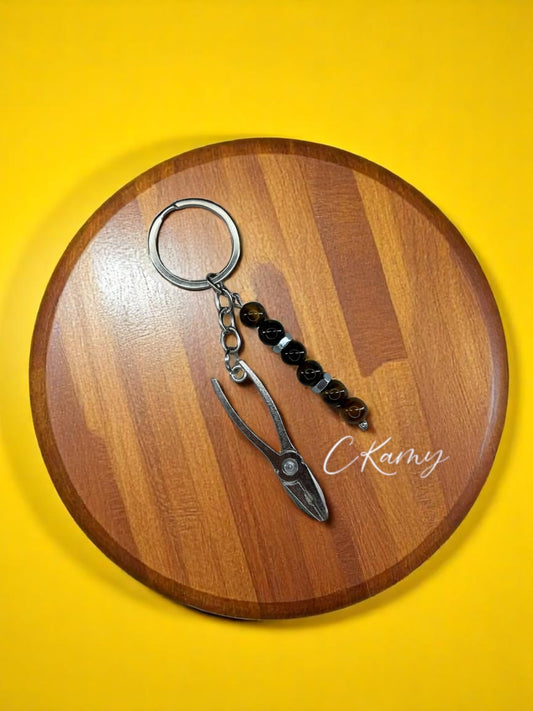 Porte clé personnalisé grande pince marron