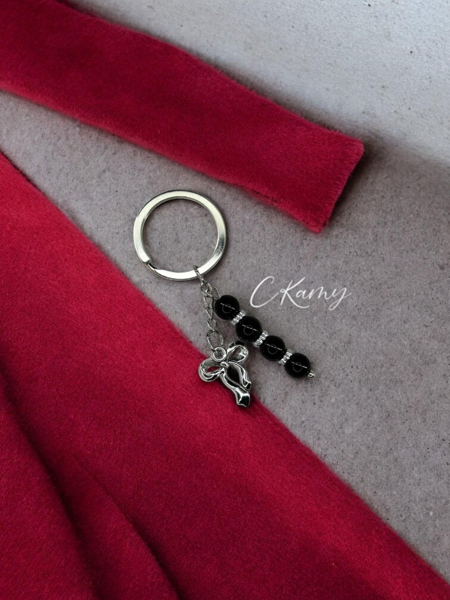 Porte clé personnalisé noeud noir