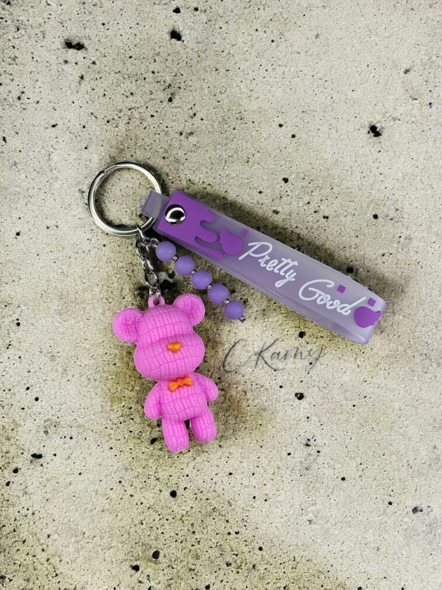 Porte clé personnalisé nounours violet