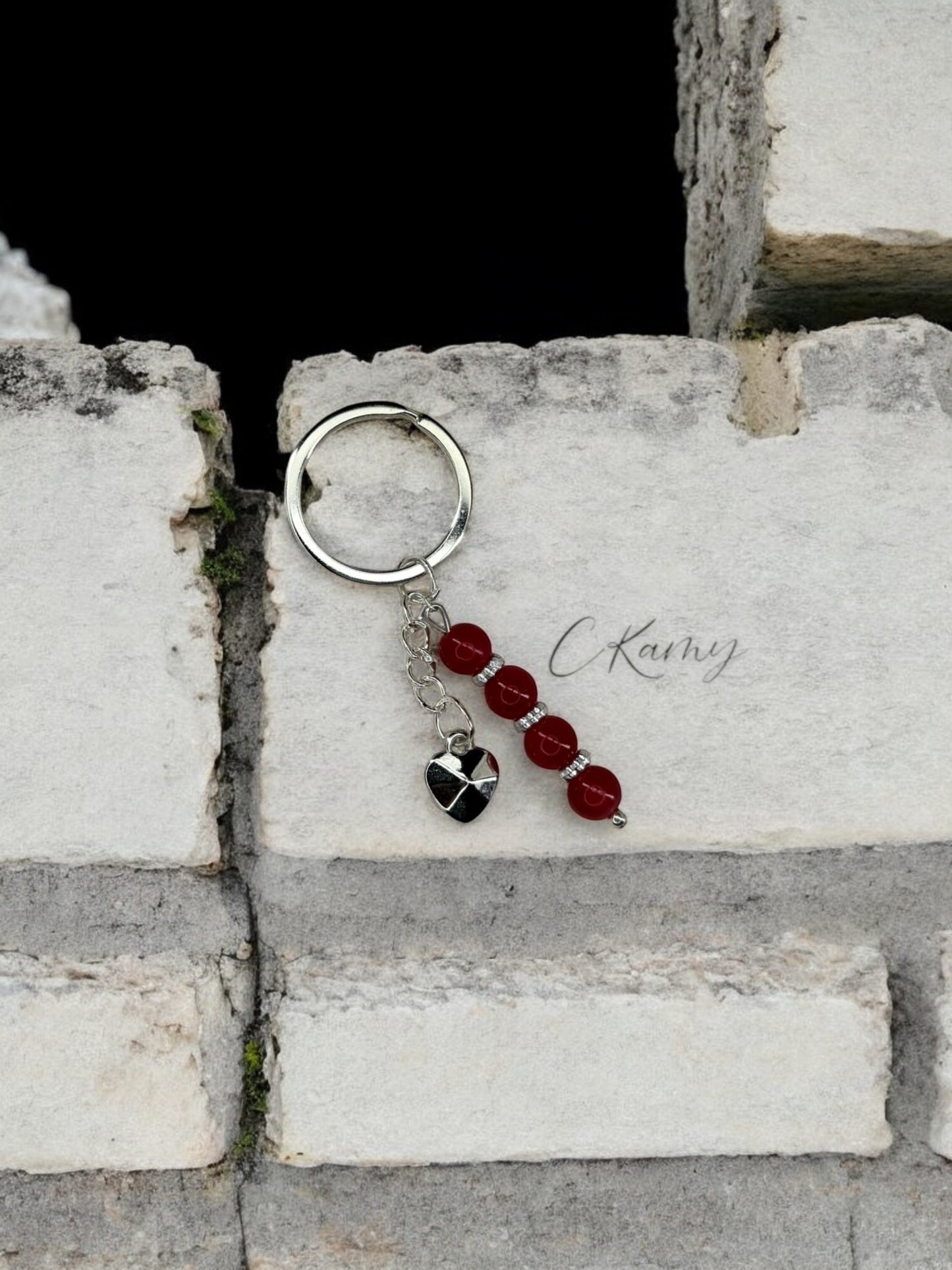 Porte clé personnalisé petit coeur rouge