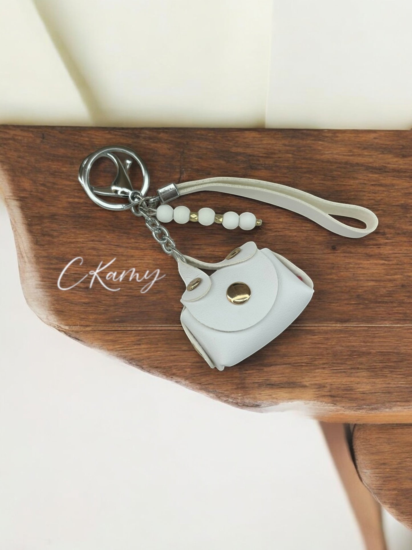 Porte clé personnalisé sac blanc