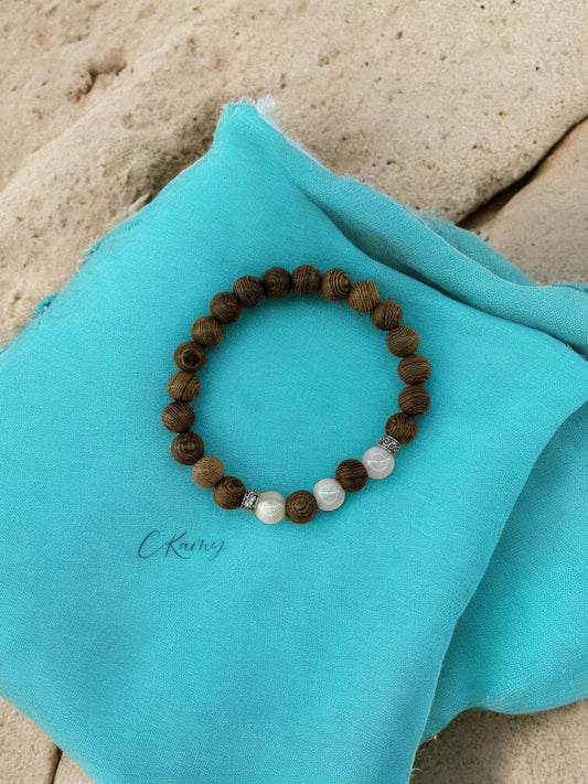 bracelet homme bois milieu alterné blanc