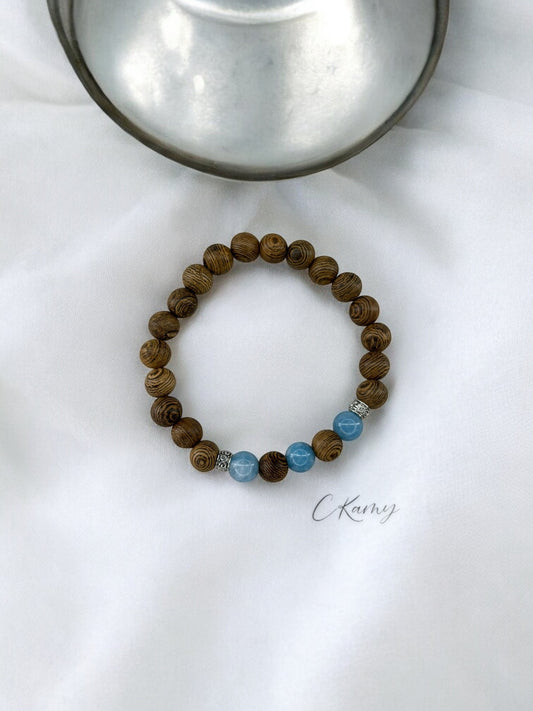 bracelet homme bois milieu alterné bleu
