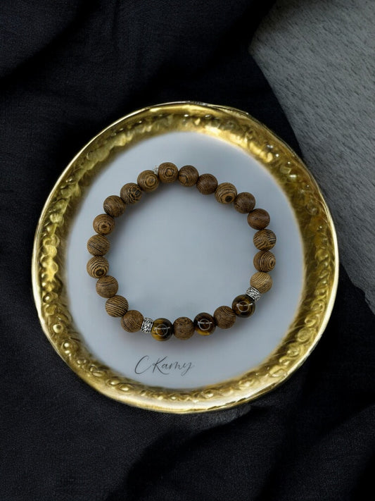 bracelet homme bois milieu alterné marron