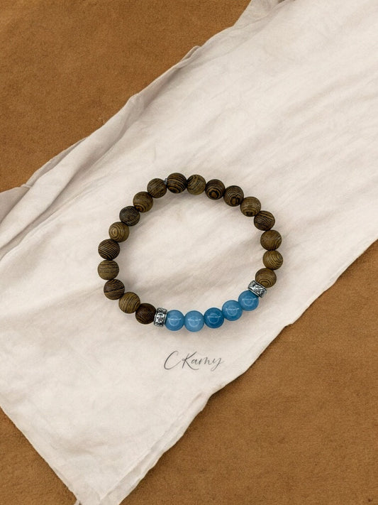 bracelet homme bois milieu entier bleu