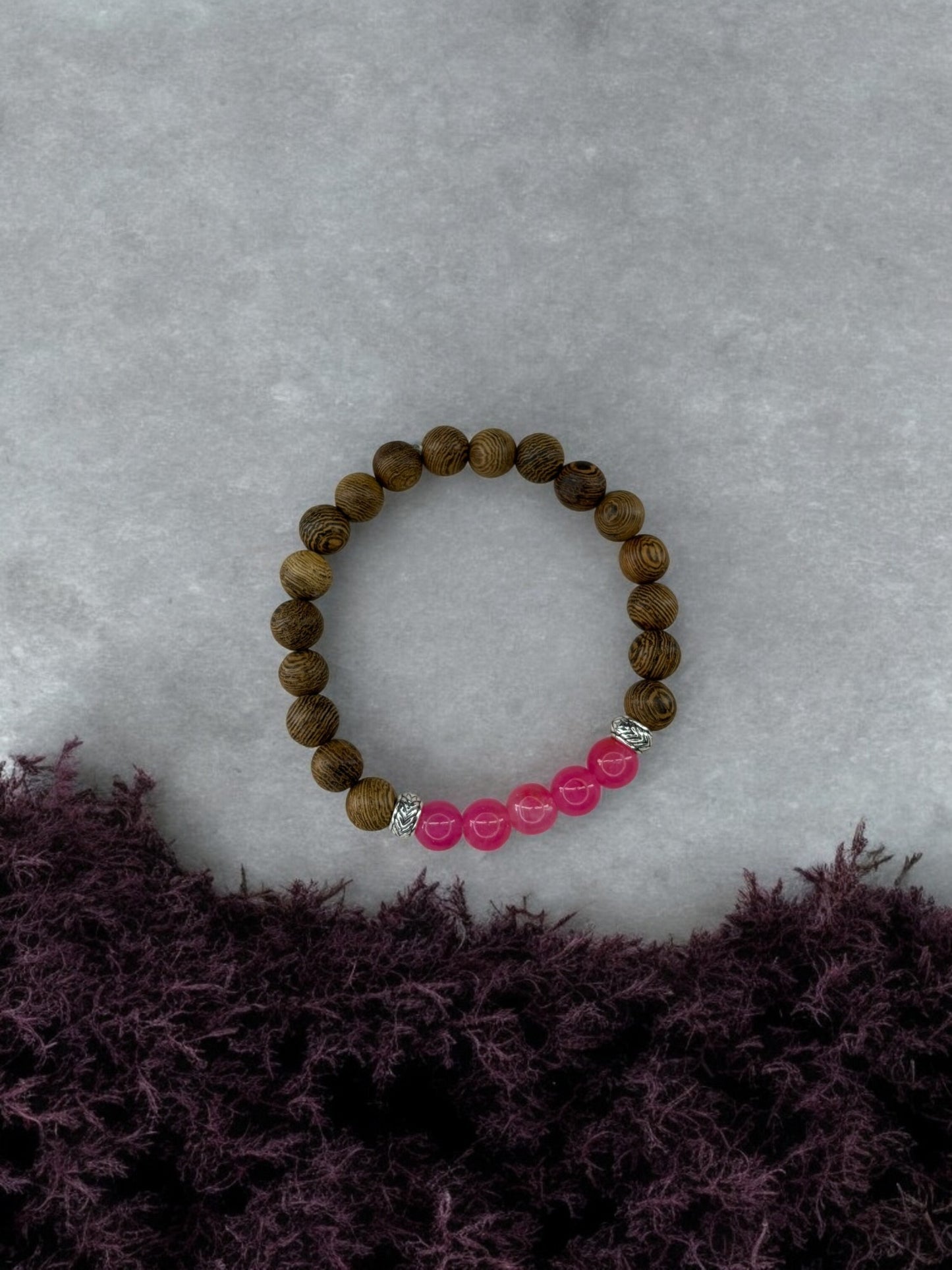 bracelet homme bois milieu entier rose