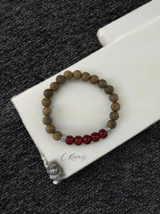 bracelet homme bois milieu entier rouge