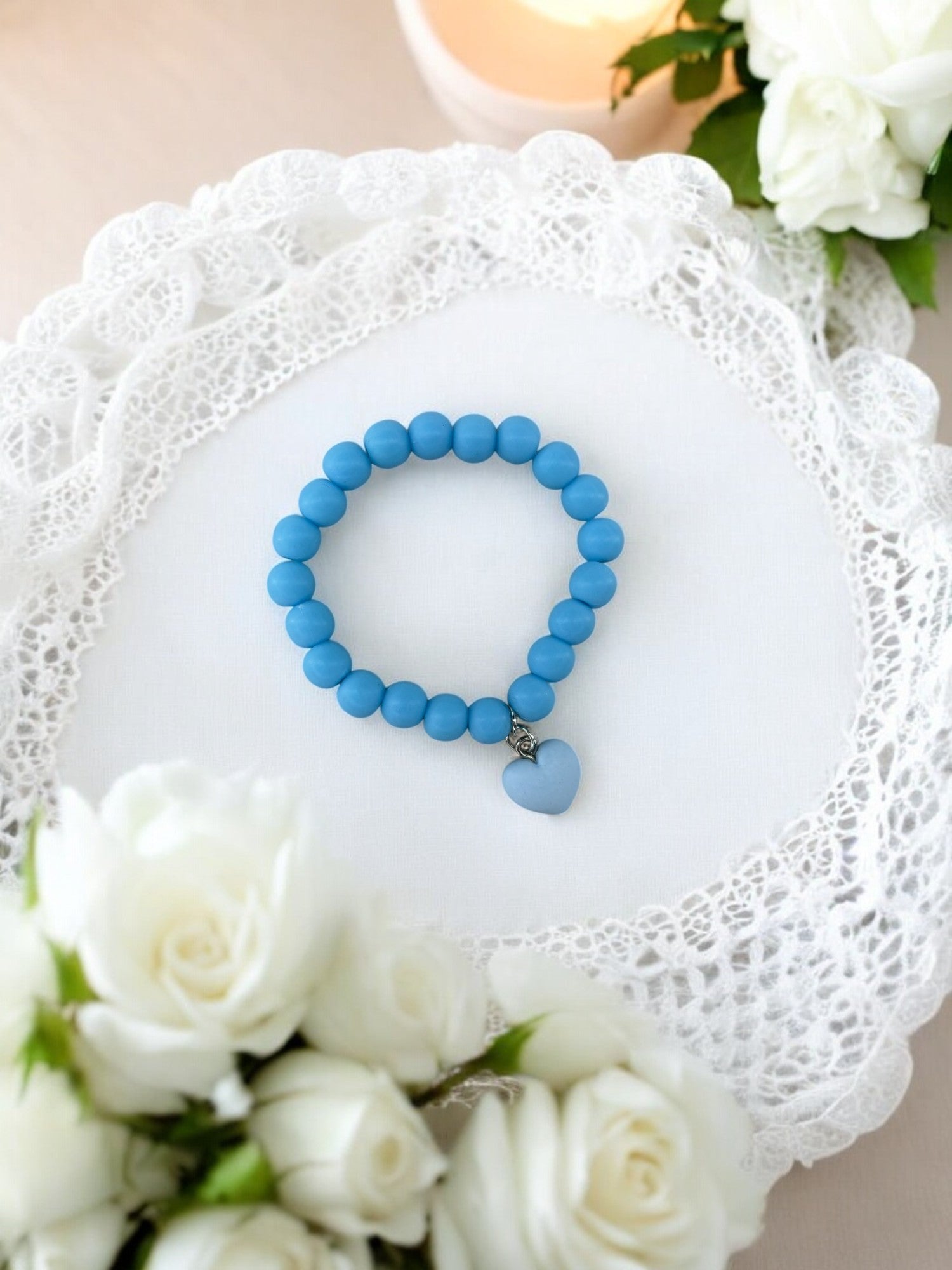 Bracelet enfant accroche coeur bleu clair