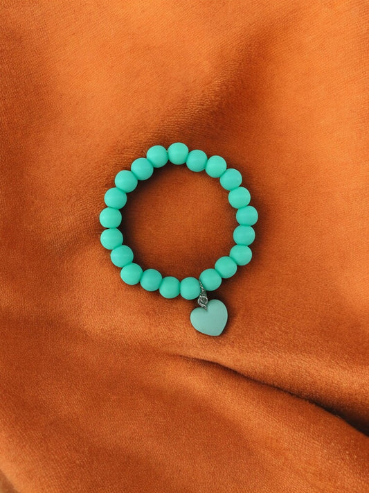 Bracelet enfant accroche coeur bleu vert