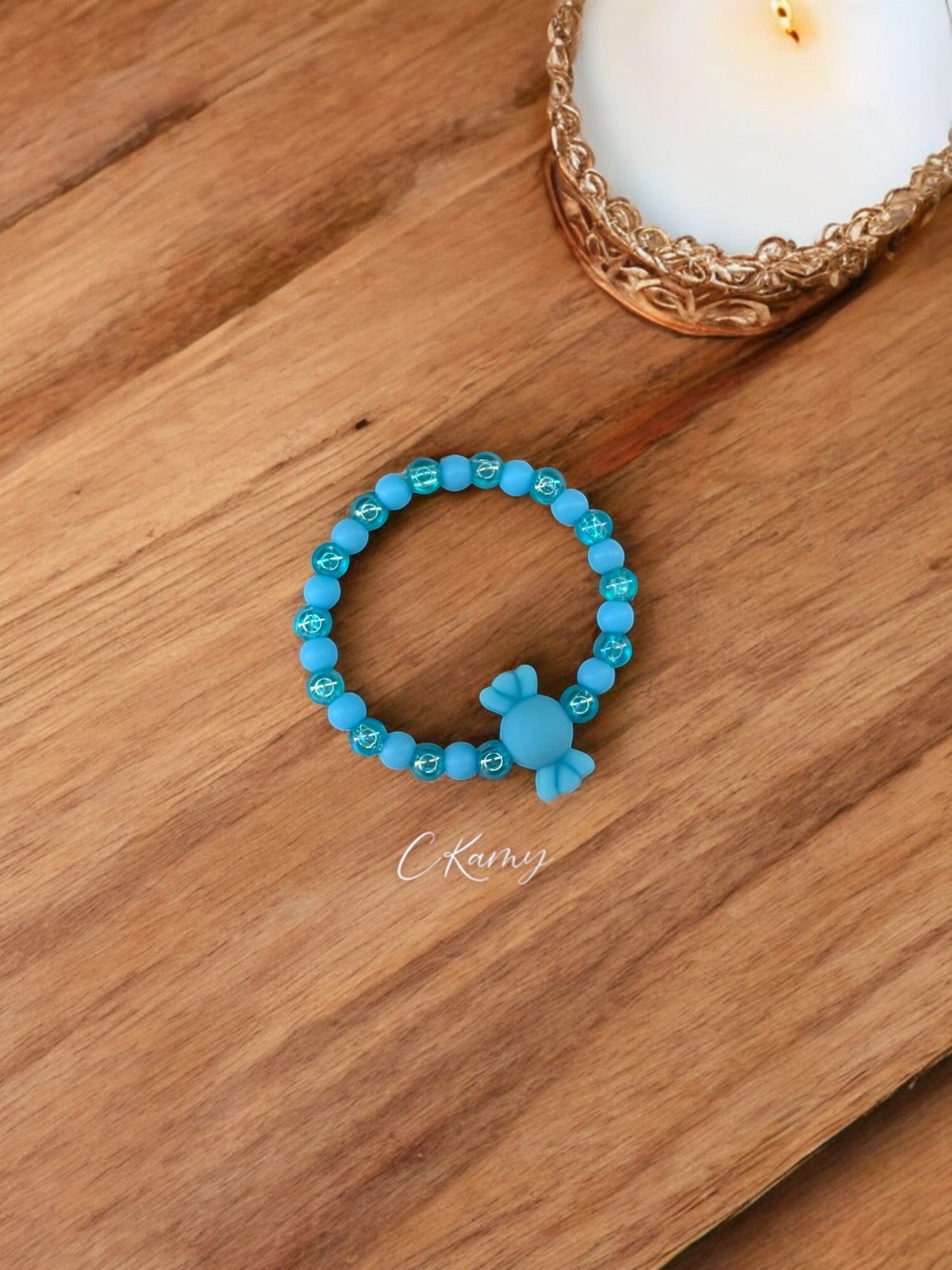 Bracelet enfant bonbon alterné bleu mat