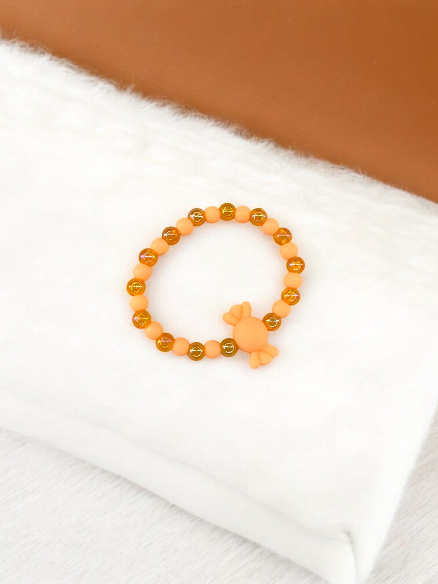 Bracelet enfant bonbon alterné orange mat
