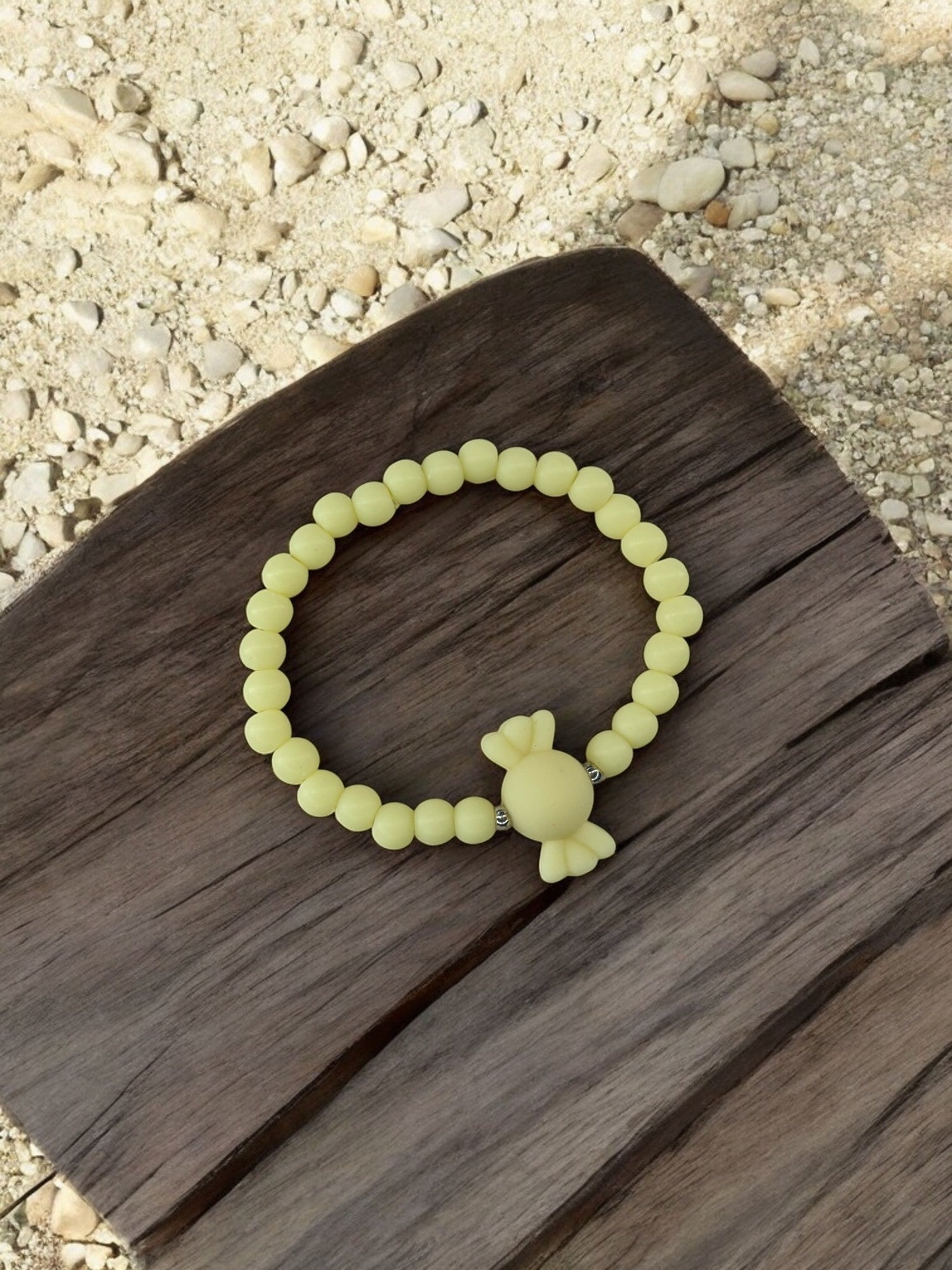 Bracelet enfant bonbon perles jaune clair
