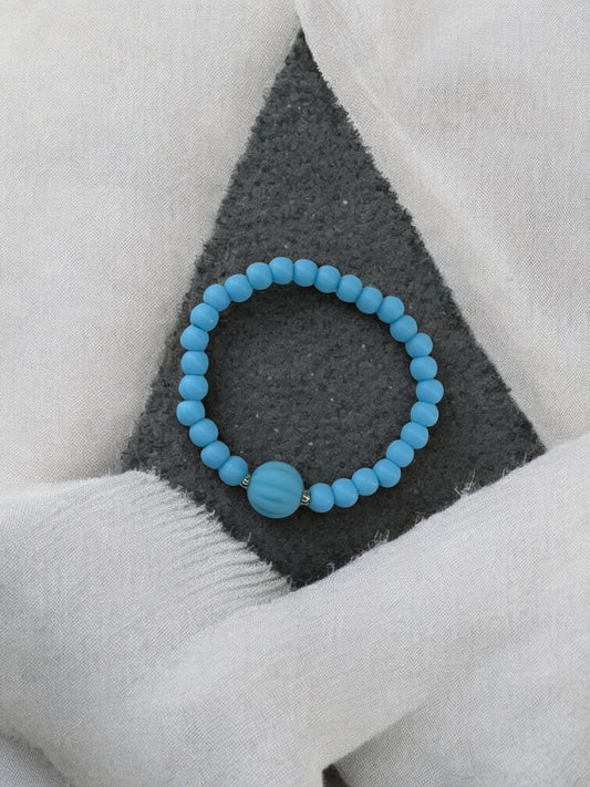 Bracelet enfant citrouille perles bleu