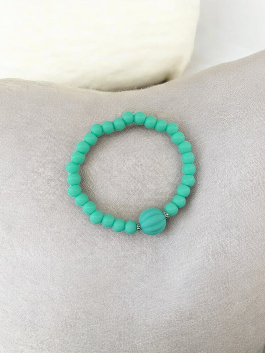 Bracelet enfant citrouille perles bleu vert