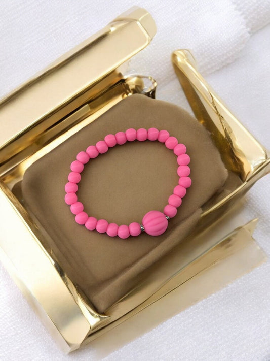 Bracelet enfant citrouille perles rose