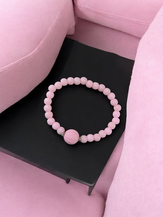 Bracelet enfant citrouille perles rose clair