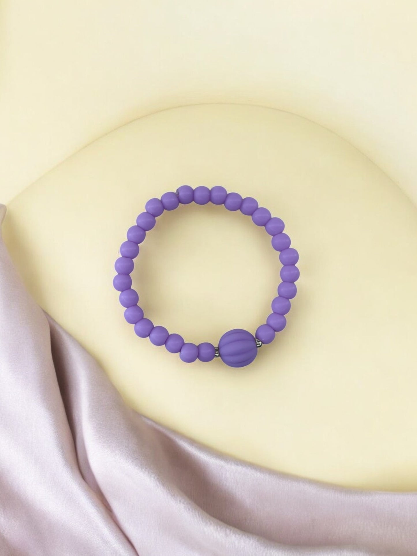 Bracelet enfant citrouille perles violet