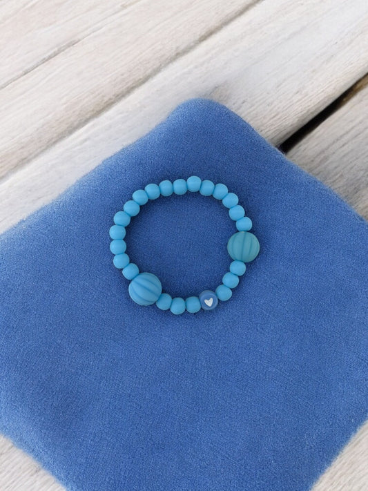 Bracelet enfant citrouilles bleu coeur blanc