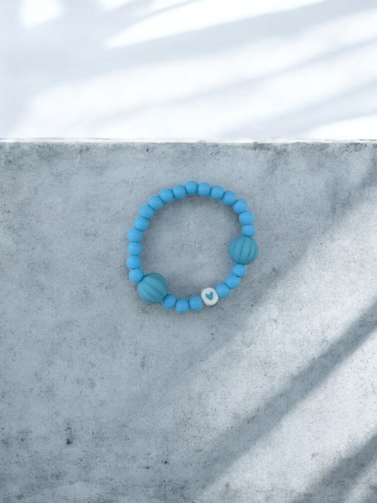 Bracelet enfant citrouilles bleu coeur bleu