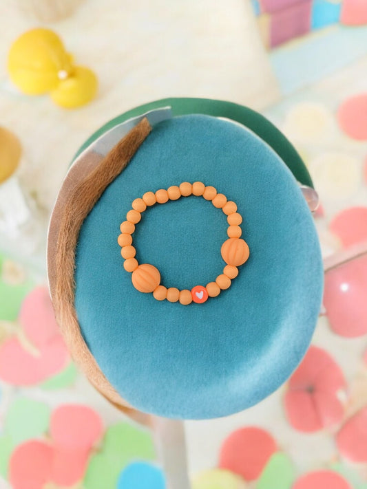 Bracelet enfant citrouilles orange coeur blanc
