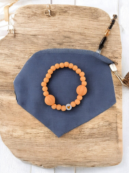 Bracelet enfant citrouilles orange coeur orange