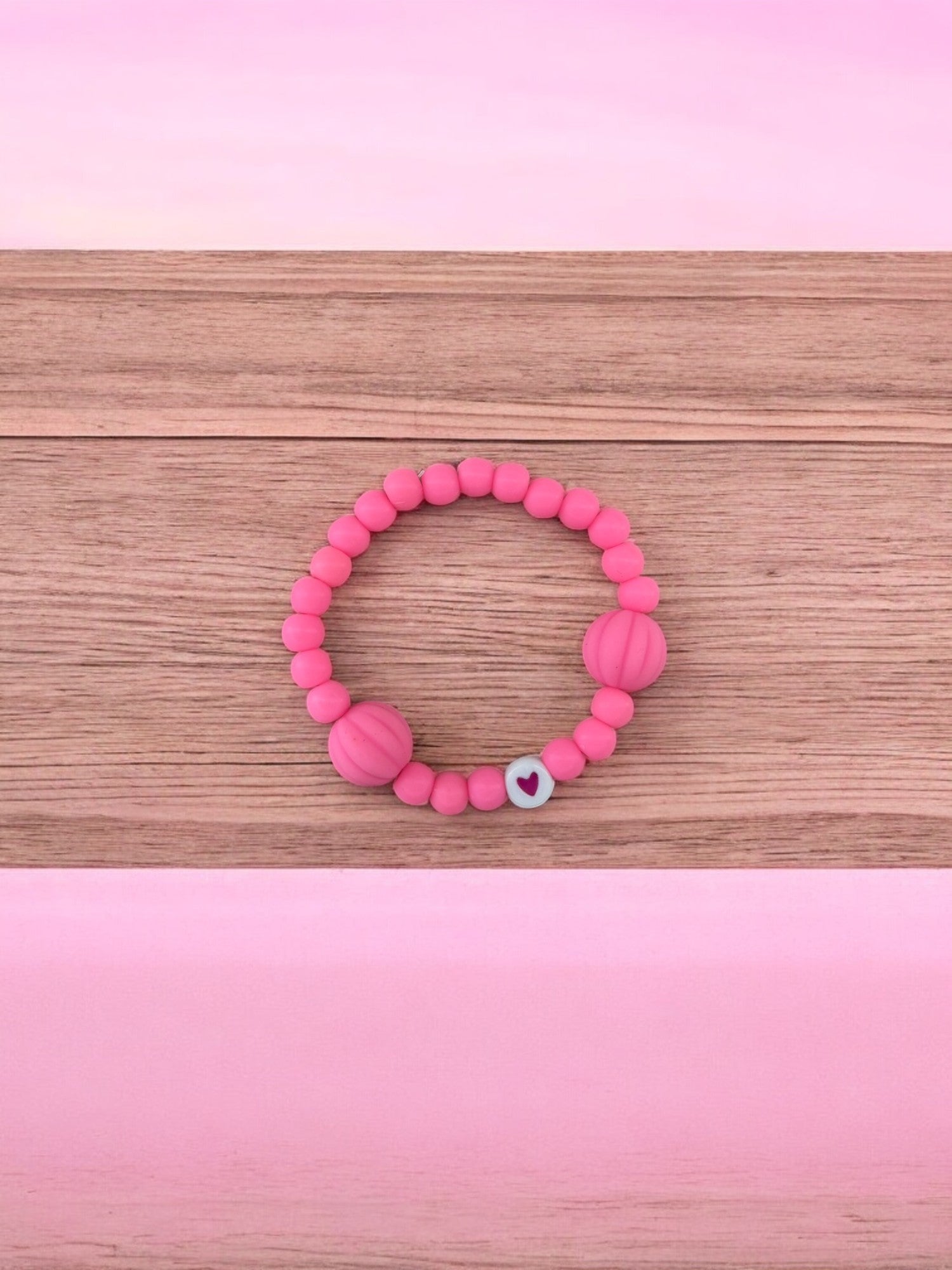 Bracelet enfant citrouilles rose coeur rose