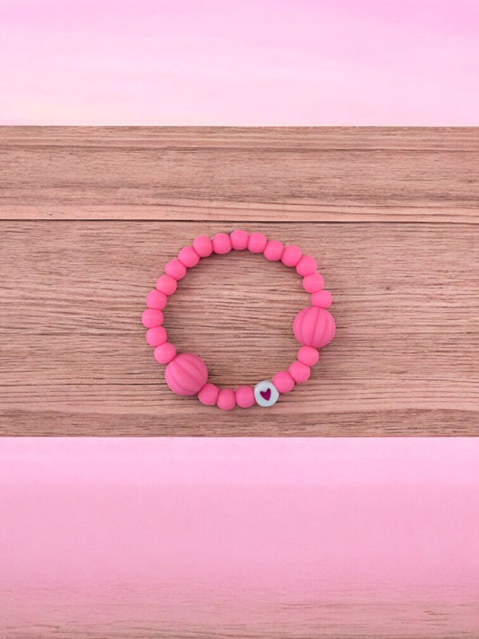 Bracelet enfant citrouilles rose coeur rose