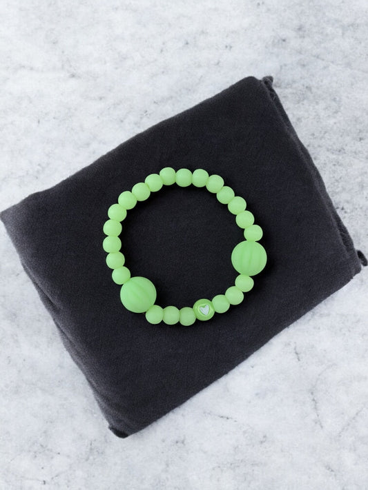 Bracelet enfant citrouilles vert coeur blanc
