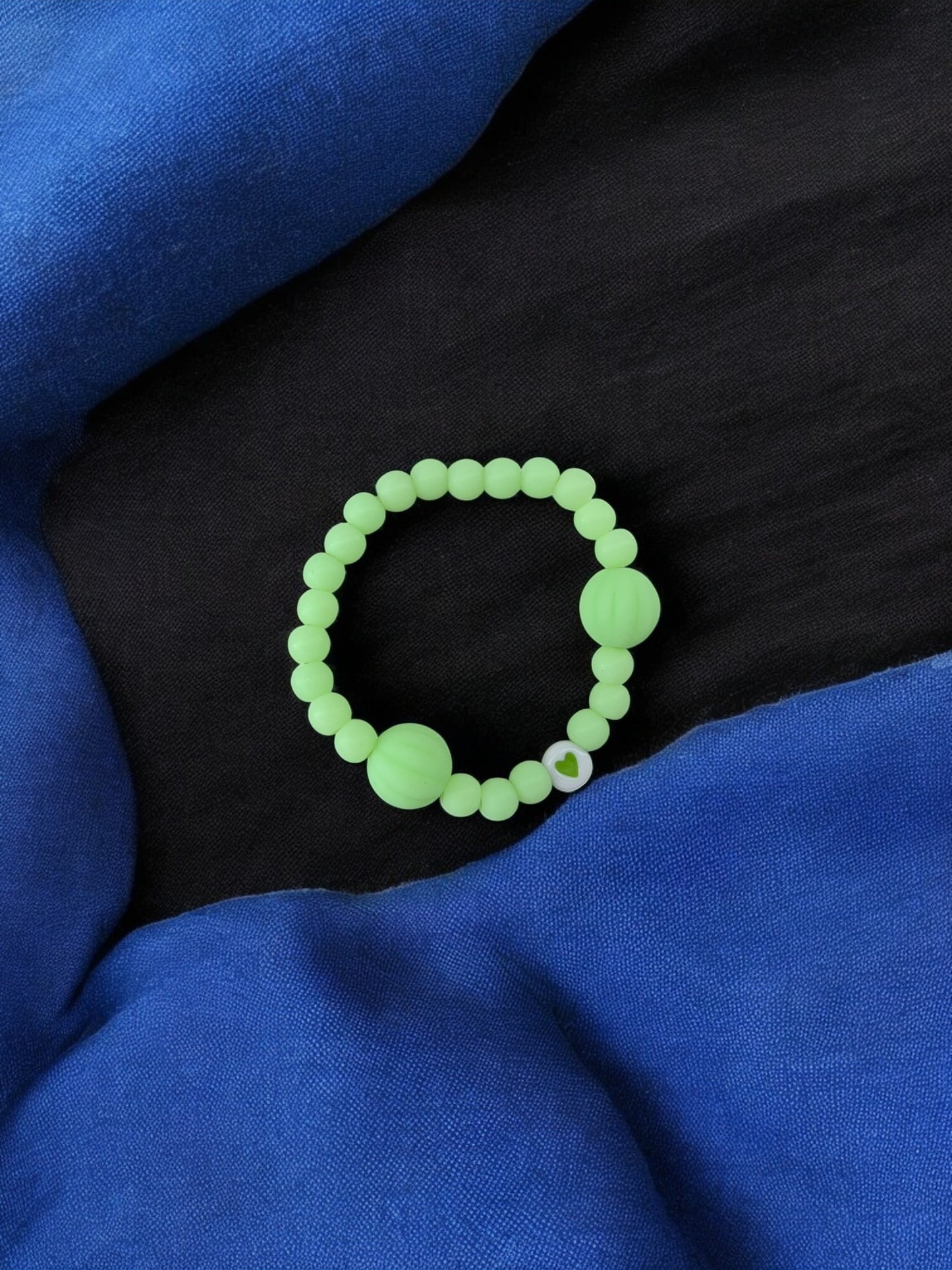 Bracelet enfant citrouilles vert coeur vert