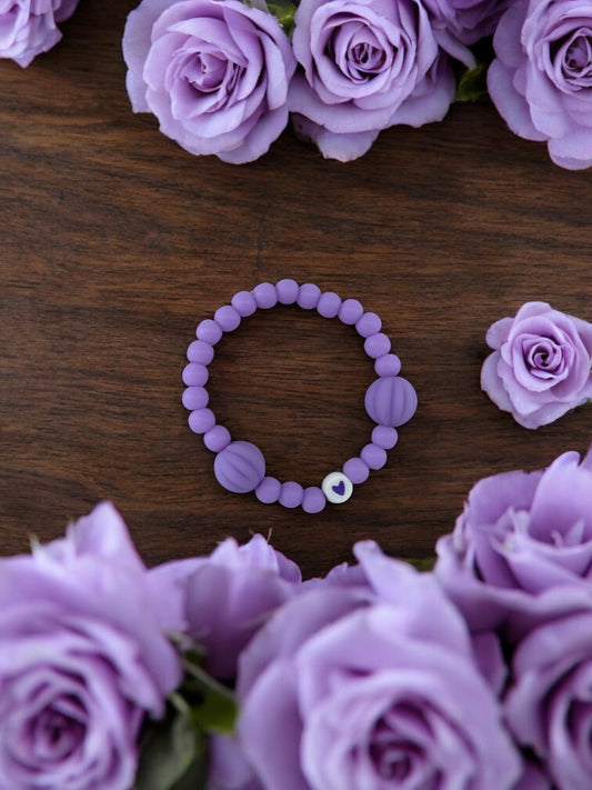 Bracelet enfant citrouilles violet coeur violet