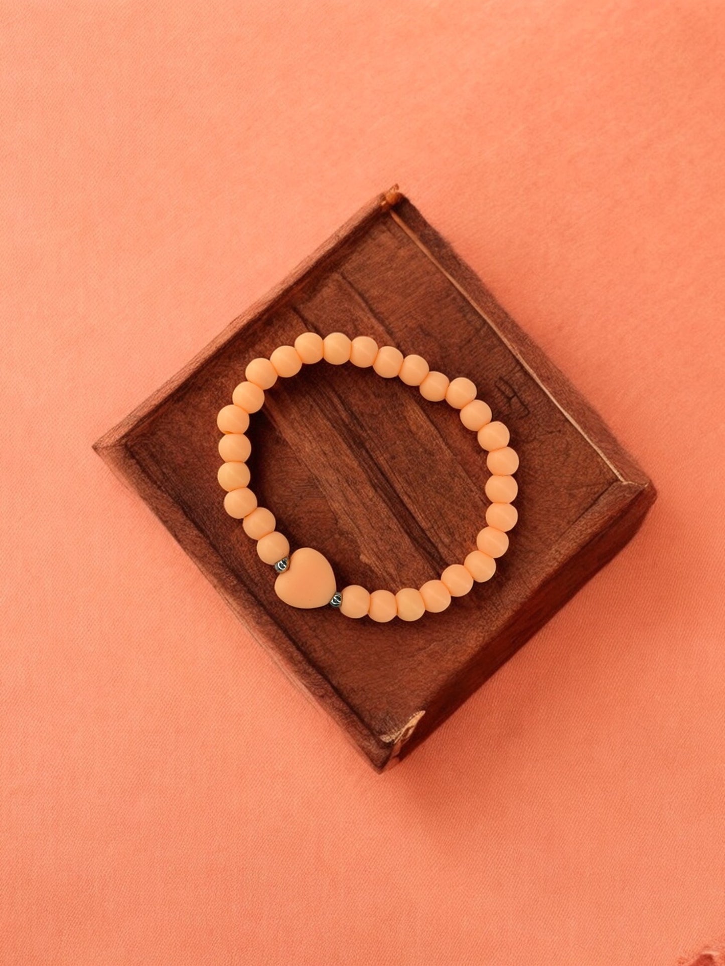 Bracelet enfant coeur perles orange