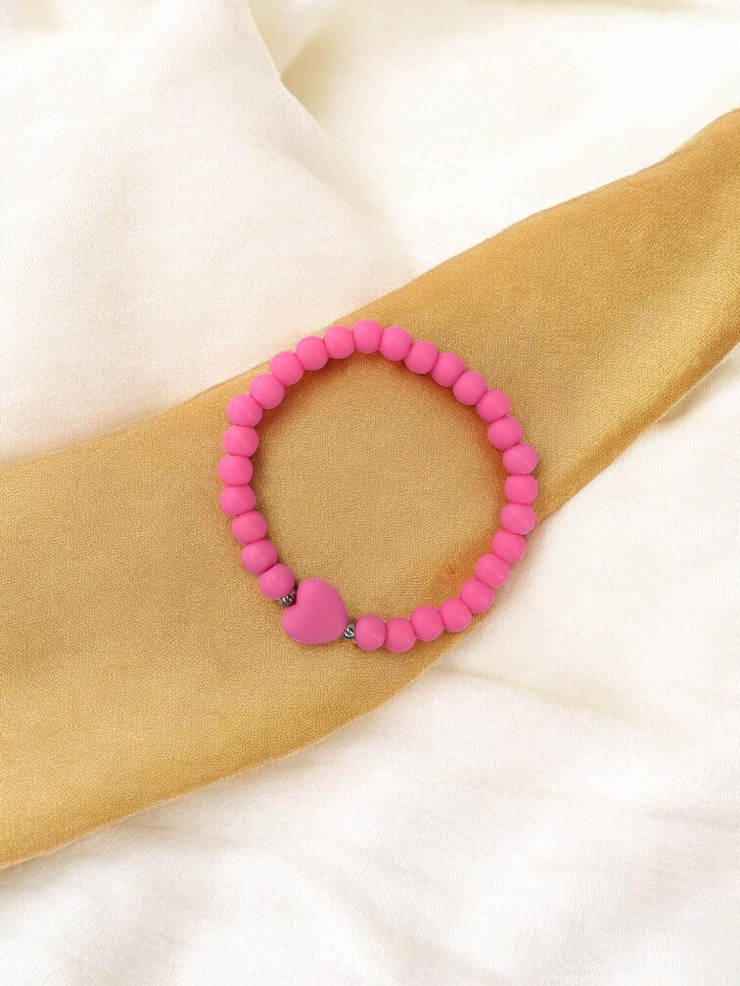 Bracelet enfant coeur perles rose