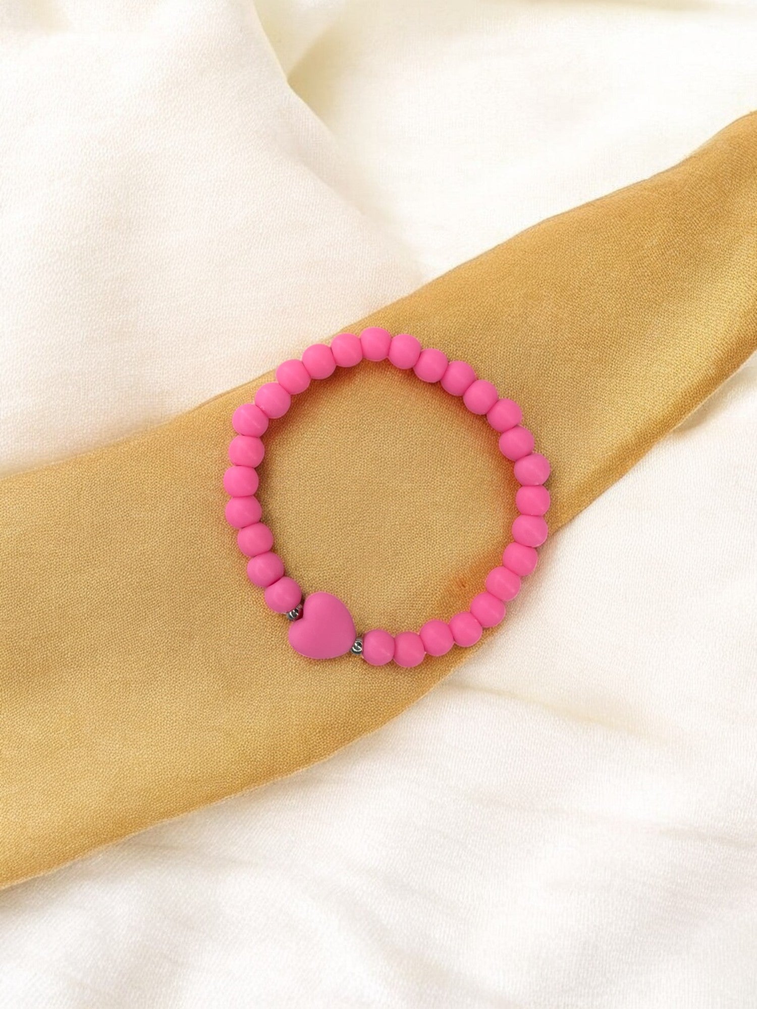 Bracelet enfant coeur perles rose
