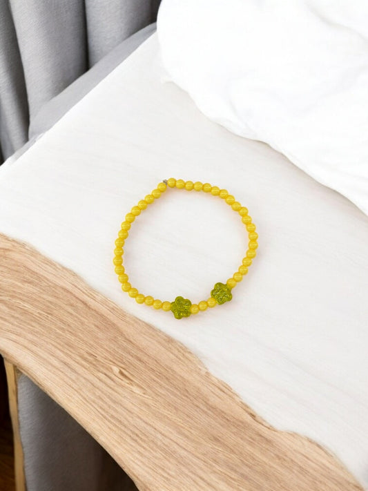 Bracelet enfant deux fleurs jaune