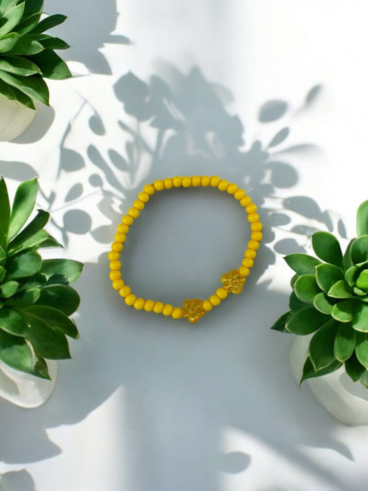 Bracelet enfant deux fleurs orange