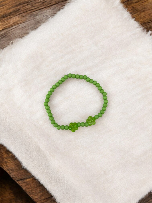 Bracelet enfant deux fleurs vert
