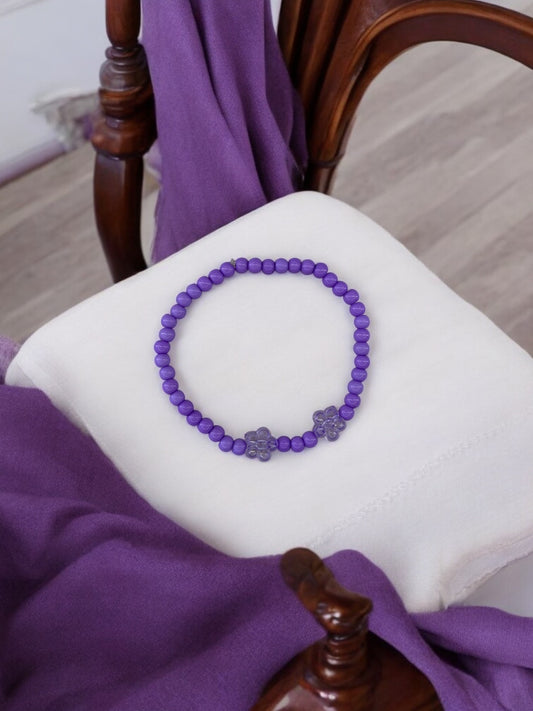 Bracelet enfant deux fleurs violet