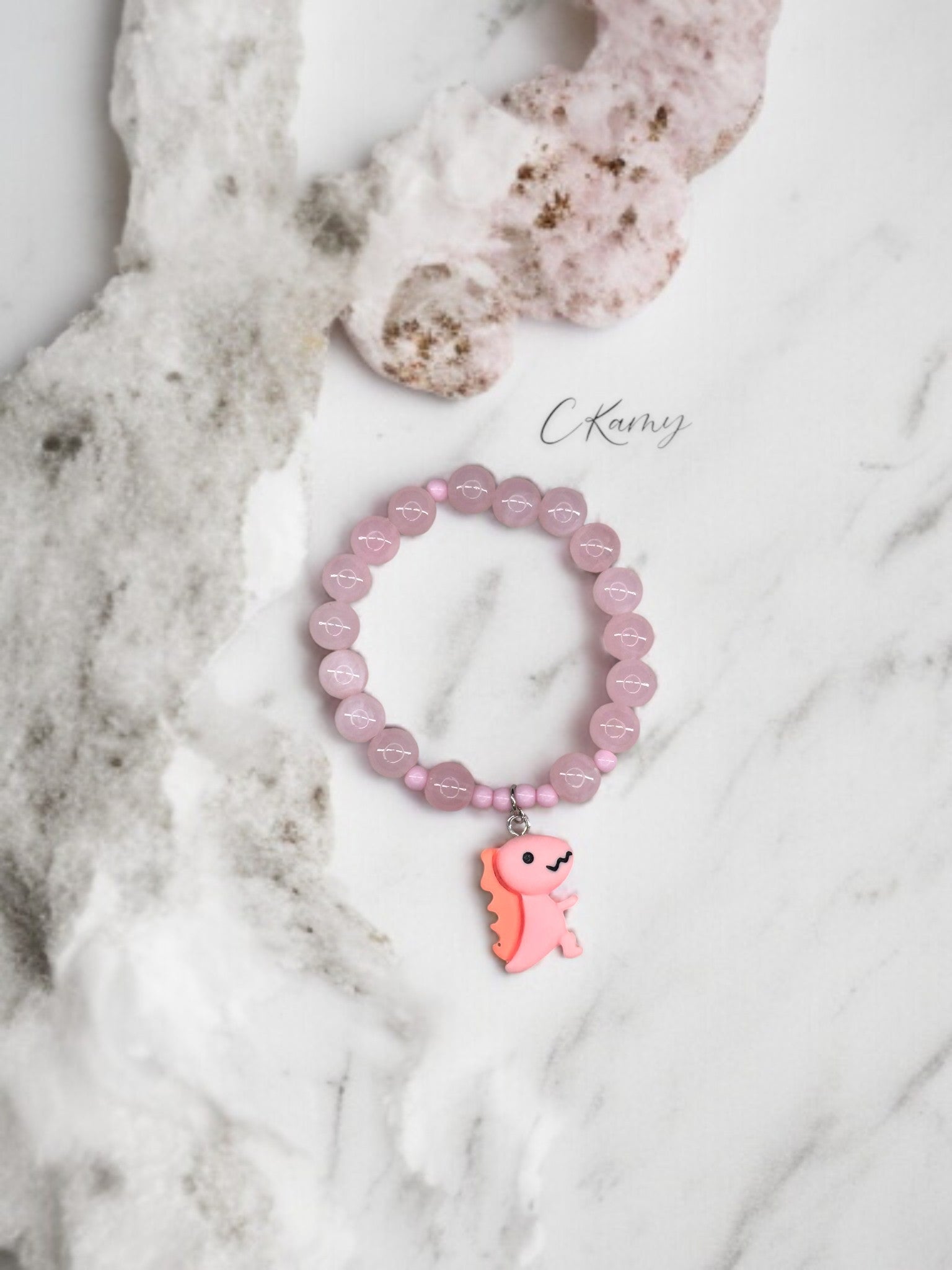 Bracelet enfant dinosaure rose clair