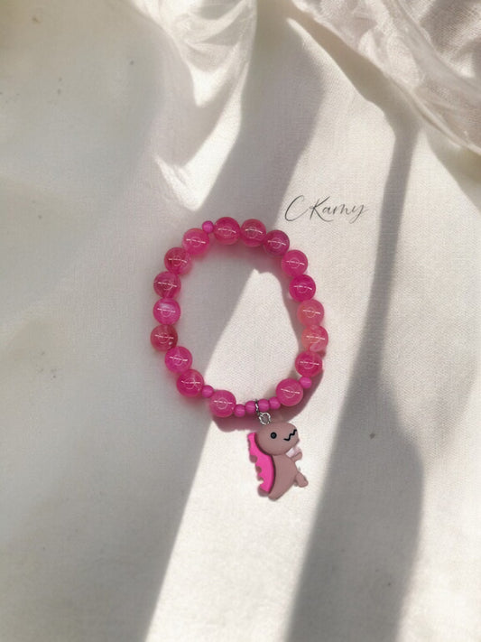 Bracelet enfant dinosaure rose foncé