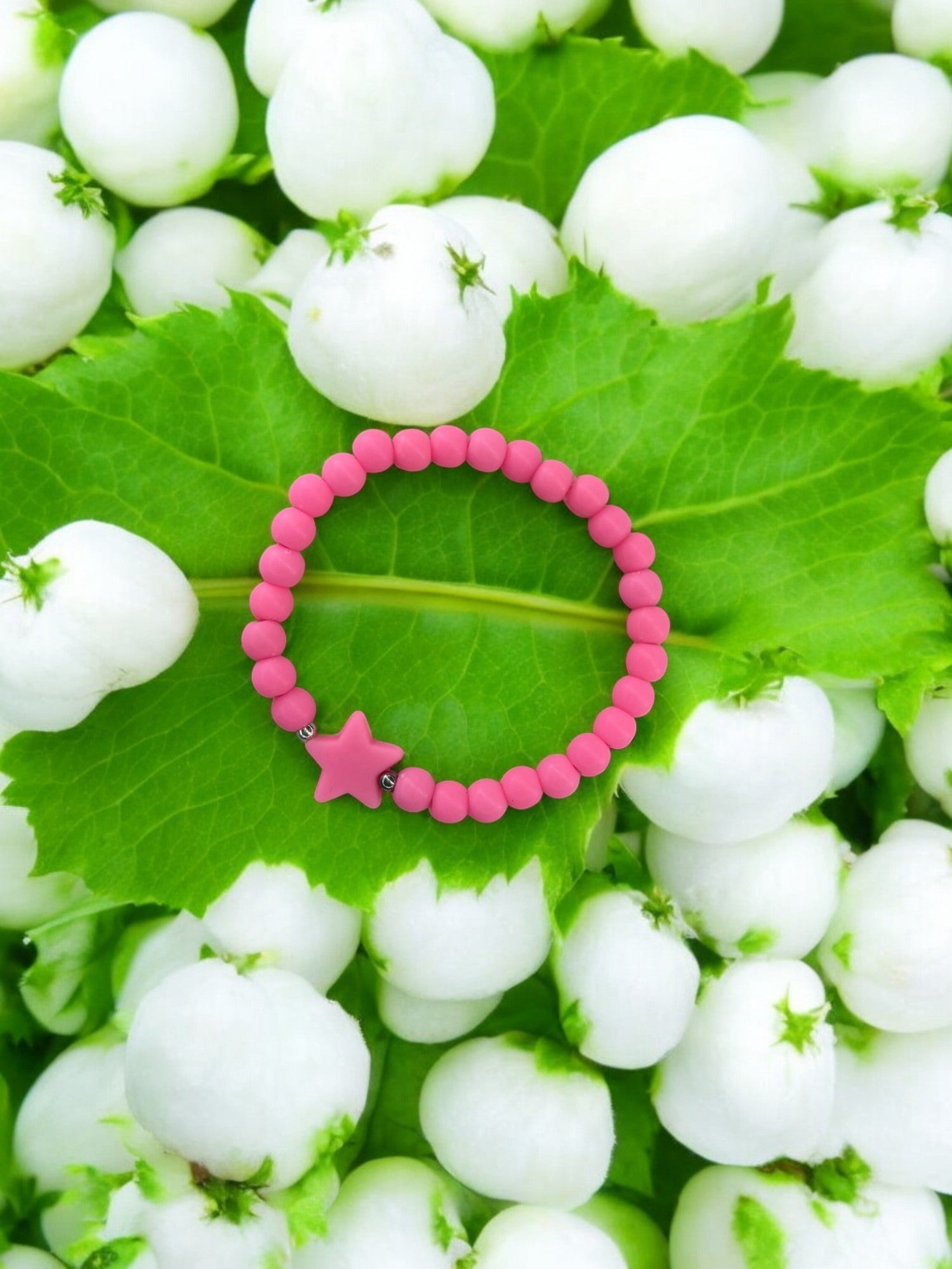 Bracelet enfant étoile perles rose